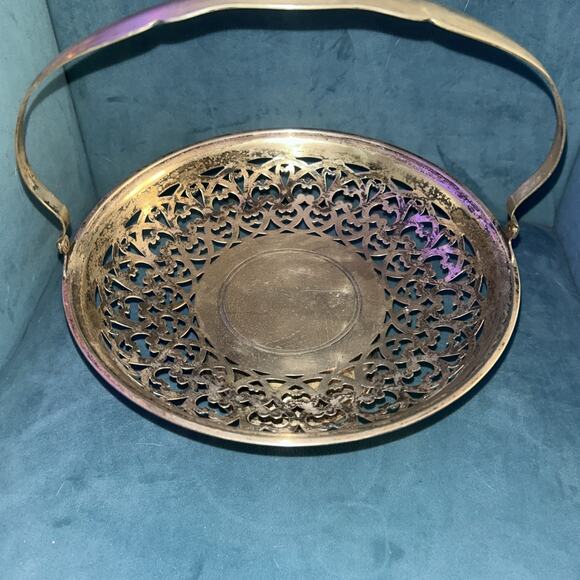 Vintage Homan Plate on Nickel Silver Centerpiece SERVING DISH - Picture 1 of 4